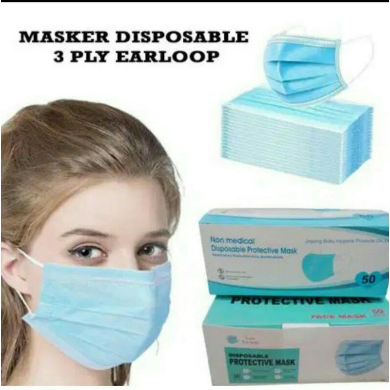 MASKER 3 PLY SATU BOX ISI 50 PCS