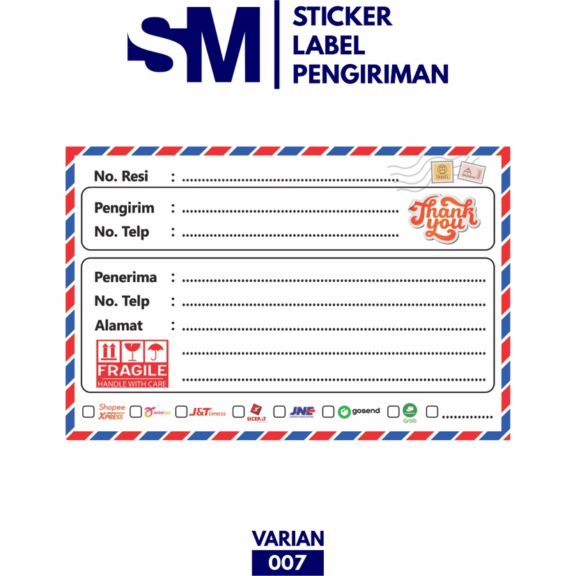 Stiker Label Pengiriman / Stiker Alamat Sticker Pengiriman Paket / Stiker Pengiriman-007