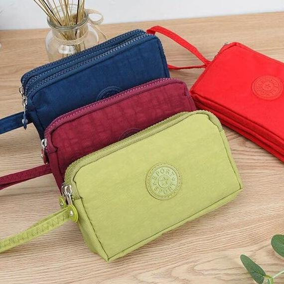 Cuci Gudang Travel Pouch / Dompet Multifungsi / Pouch Zipper Nylon 3 Sekat - Hitam Promo