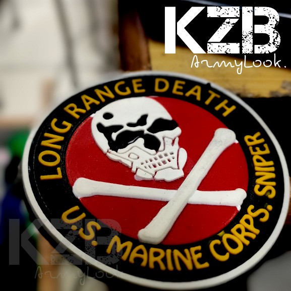 LONG RANGE D34TH US Marine Corps Sniper Patch Rubber Velcro