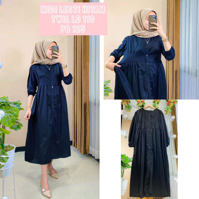 midi lesti hitam,gamis lebara,gamis pesta