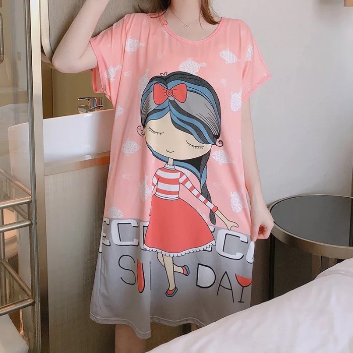 HUES.ID Pakaian Wanita Baju Tidur Wanita Import Daster Motif Kartun Longgar Korea Fit to XXL 4017