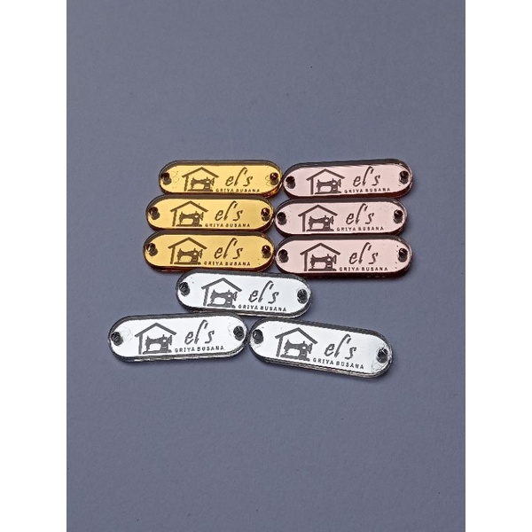 

50 pcs label akrilik E'ls Griya Busana ukuran 1x3 cm