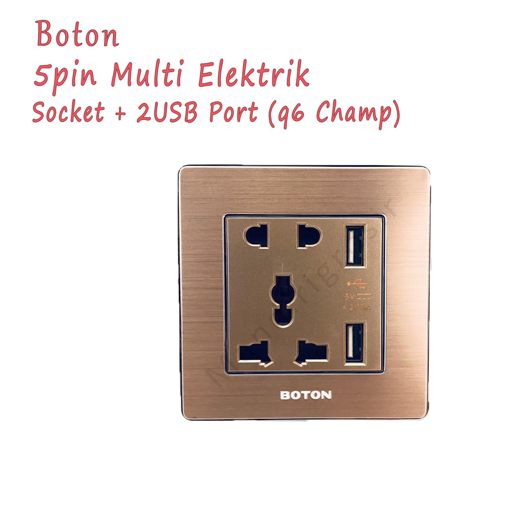 5pin Multi Elektrik Socket + 2USB Port * 5V 2100mA * Boton