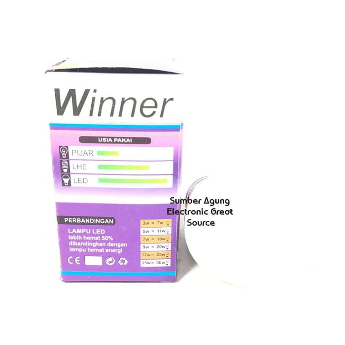 Lampu LED 3W Cahaya Putih 3 Watt 6500K Merk Winner Hemat Energi