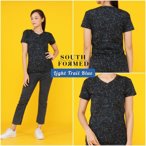 SOUTH FORMED LIGHT TRAIL PINK / BIRU V NECK WANITA / KAOS CEWEK KATUN PREMIUM ADEM