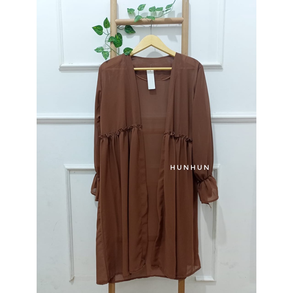 Delaya Long Outer Ceruty Premium High Quality/ Cardi Ceruty Termurah Hits Selebgram Pusatgrosir_solo-DELAYA OUTER COKLAT