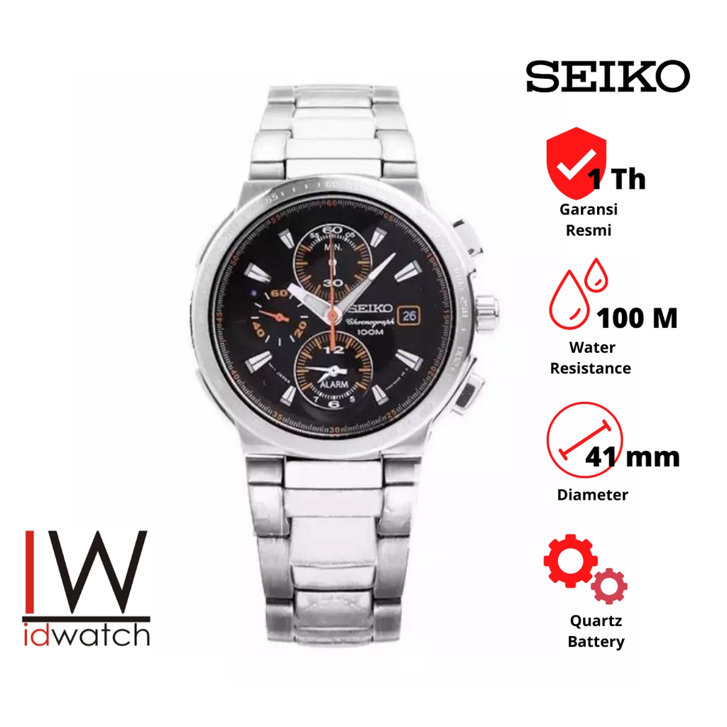 Seiko Chronograph SNA701P1 Original Jam Tangan Pria SNA701 Strap Rantai Stainless Steel