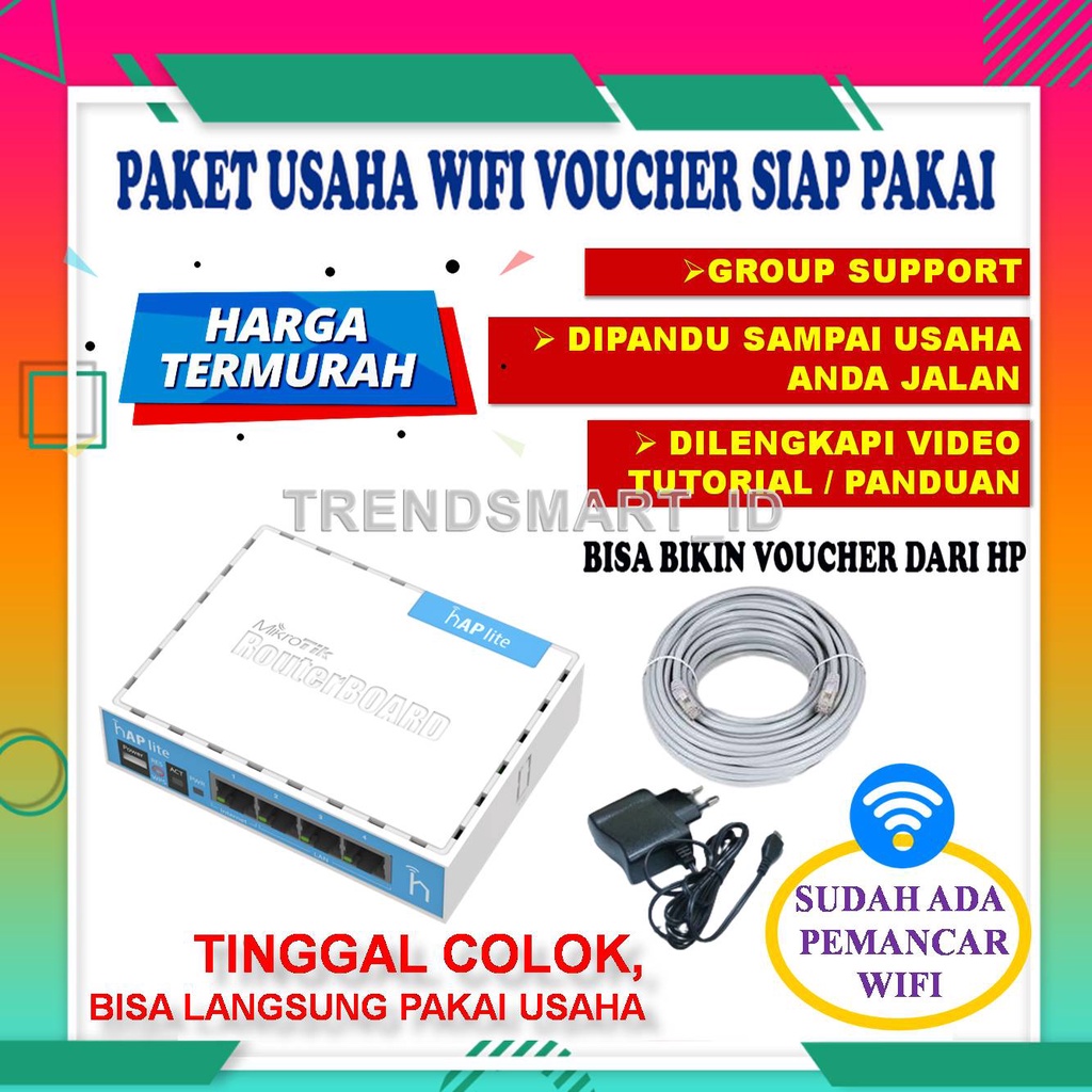 PAKET USAHA WIFI VOUCHER VOCER HOTSPOT SIAP PAKAI GSM RT RW NET MIKROTIK RB931-2ND HAP-MINI CPE 220