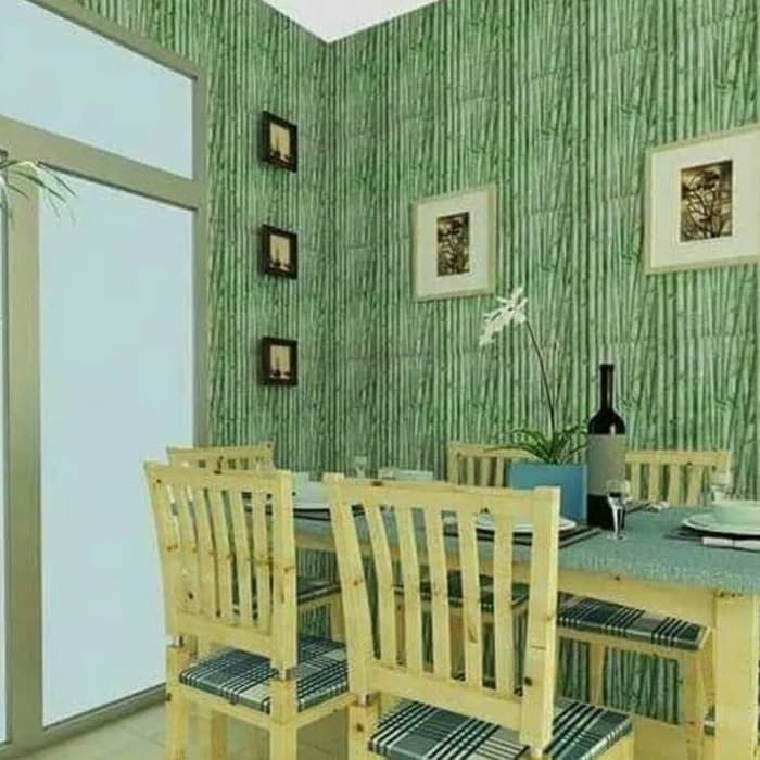 Wallpaper Bambu Hijau • Wallpaper Dinding 10M x 45Cm