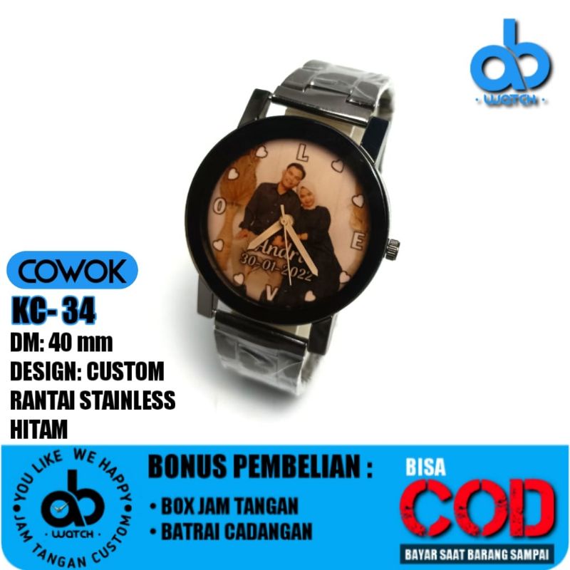 Jam Tangan Couple Custom Desain Foto Pasangan | Bisa Request Desain Bonus BOX dan BATRAI CADANGAN