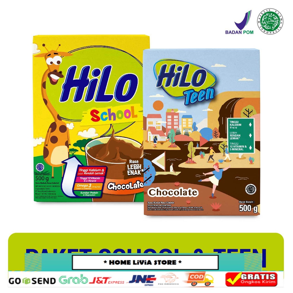 

Hilo School Susu Chocolate 500 gr + Hilo Teen Susu Chocolate 500 gr