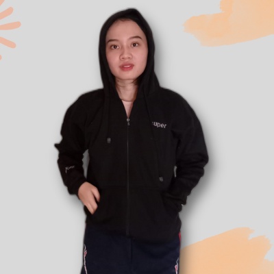 HOODIE ZIPPER POLOS WANITA / HOODIE CEWEK BANDUNG / ATASAN WANITA / HOODIE KOREA / HITAM