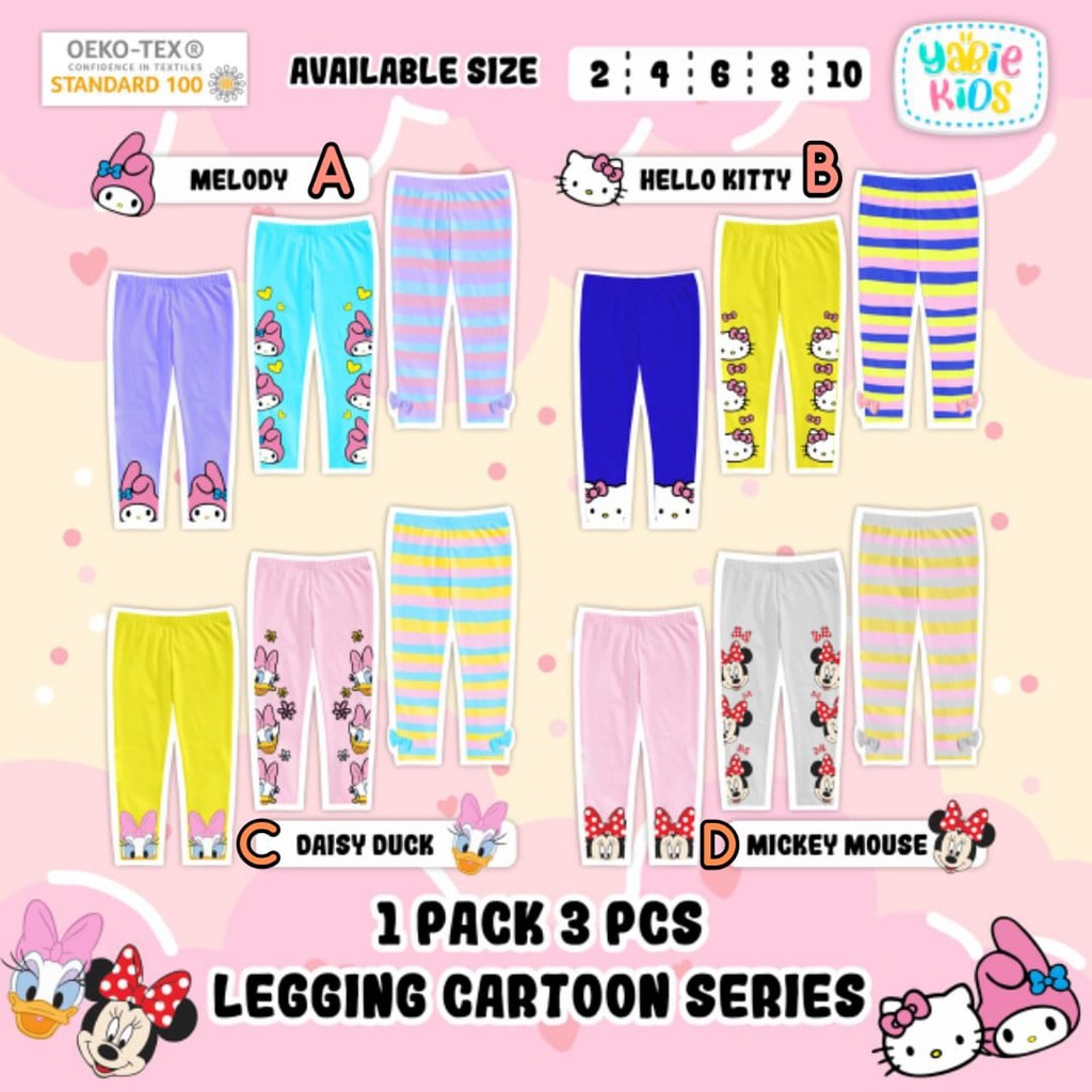 YABIE KIDS LEGGING SUPER GEMESH / Paket Set Legging Anak Super Gemes 3in1