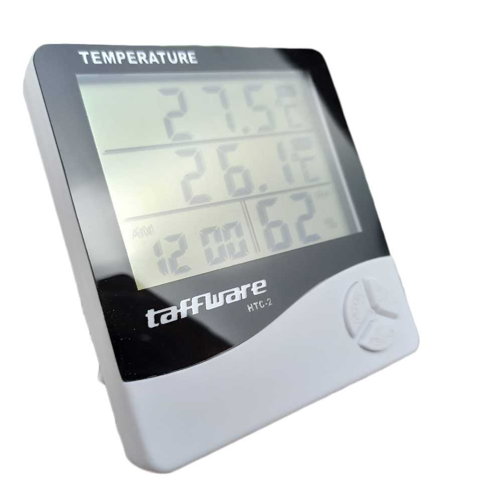 TD-DCB Taffware Digital Temperature Humidity Meter Clock Alarm Calender HTC-2