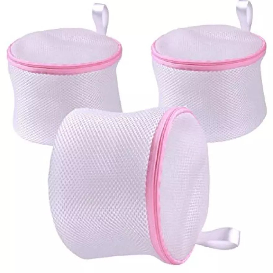 Laundry Bag Kantong Cuci Bra Pakaian Dalam Bentuk Segitiga - Laundry Bag Zipper Pengaman Bh Dalam Waktu Cuci Agar Tidak Rusak - Pink