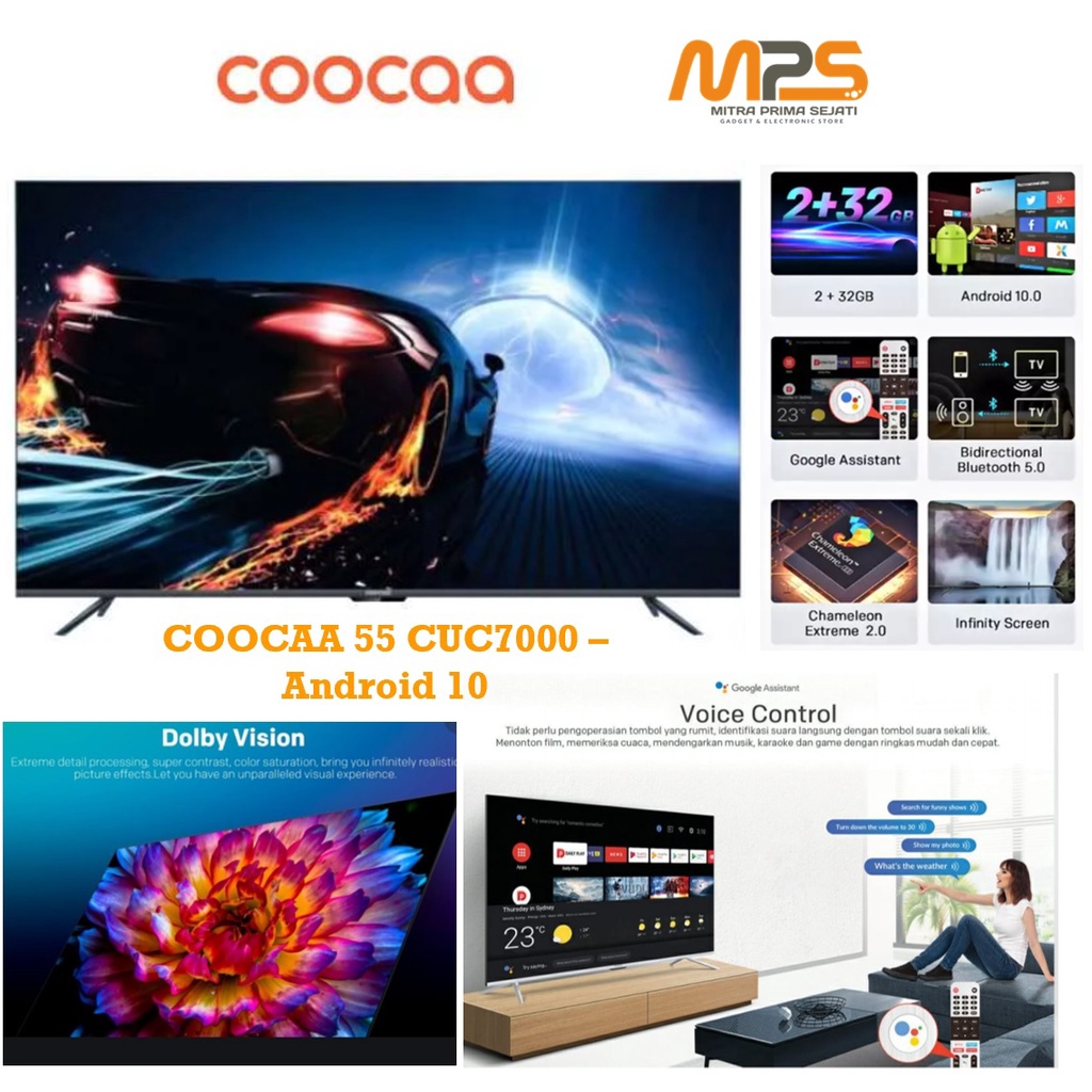 TV LED ANDROID COOCAA 50" CUC 7500 - Android 10