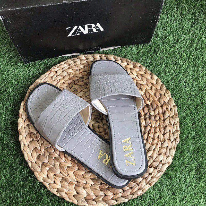 SANDAL TEPLEK CROCO ZARA LUCU MURAH SENDAL FLAT SANTAI WANITA MODEL IMPORT