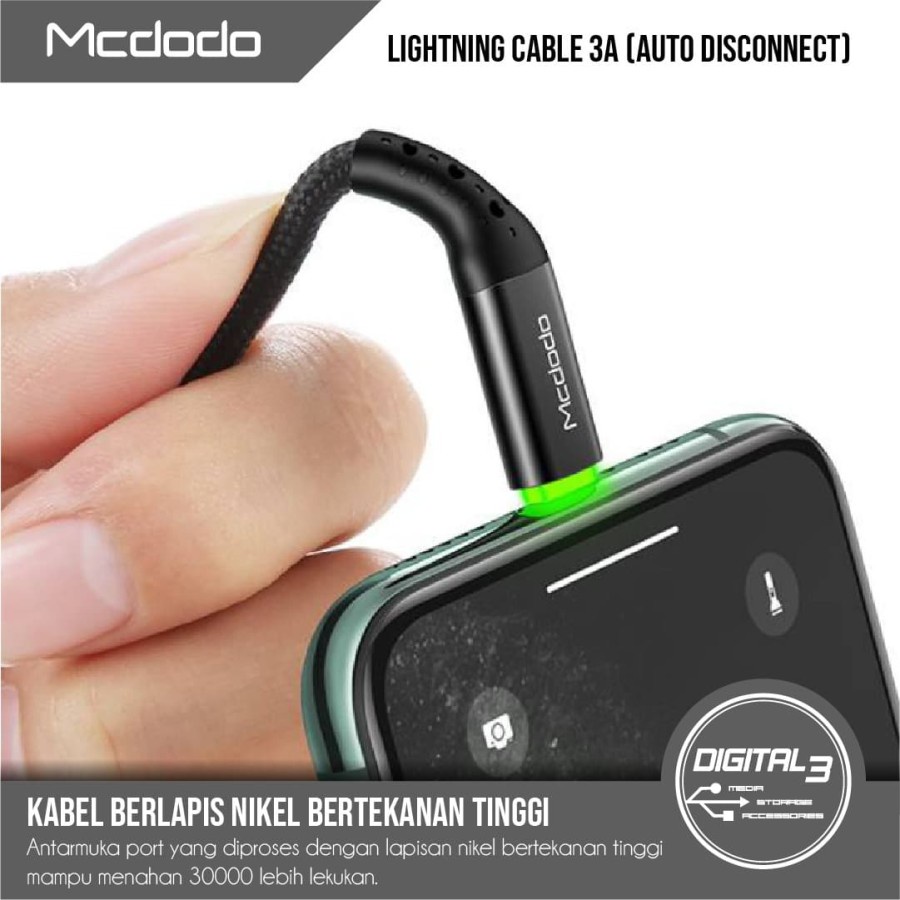 Kabel Iphone MCDODO CA- 7411 Kabel Lightning Auto Power Off 3A 1.8M