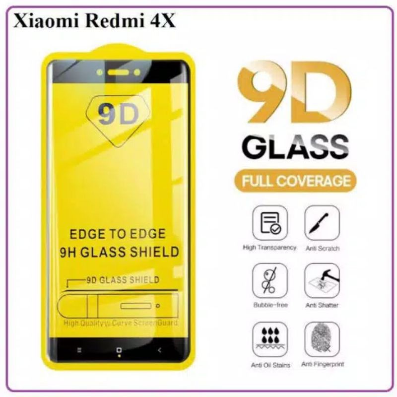 TEMPERED GLASS FULL COVER FOR REDMI 4X/NOTE 4/ KUALITAS PREMIUM 9H