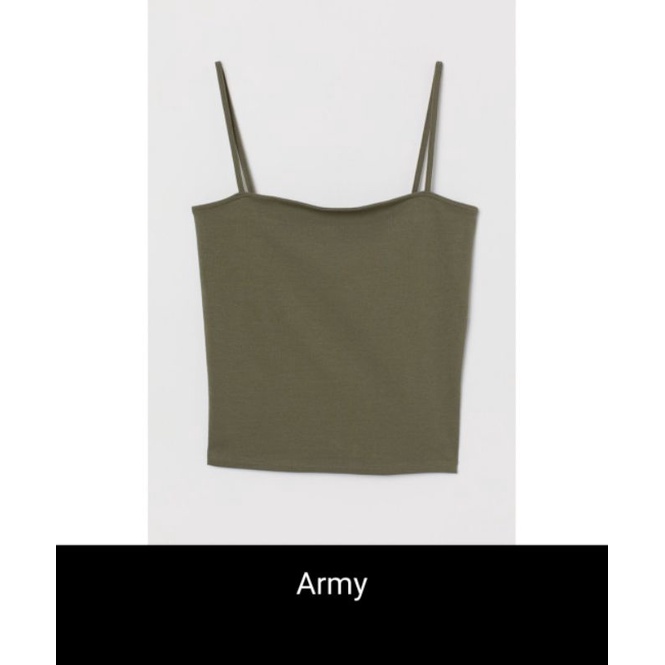 H&amp;M Crop Tank top Wanita Bahan Katun Original Branded