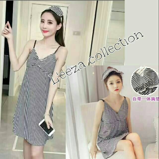 Zebra Stripe Sleeveless Sleepwear Dress