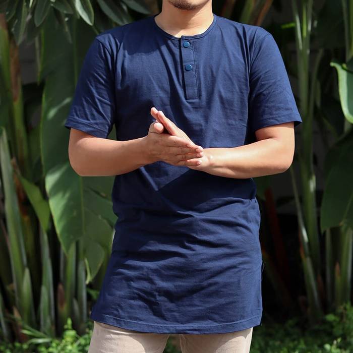 Kurta Qita - Kaos Kurta / Baju Koko Kurta / Kurta Polos Pakistan KQ Basic M Hitam