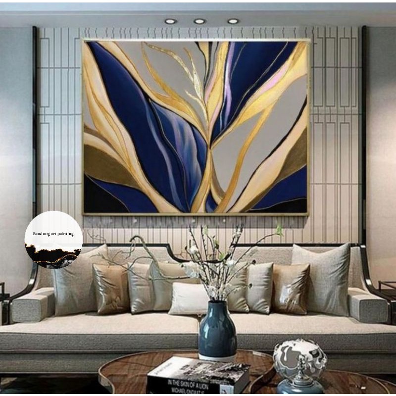 

lukisan abstrak modern art+bingkai piber+packing kayu