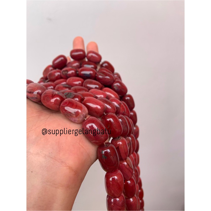 batu alam Penden tabung red carnelian 2 x 1,5 cm merah acc gelangbatu