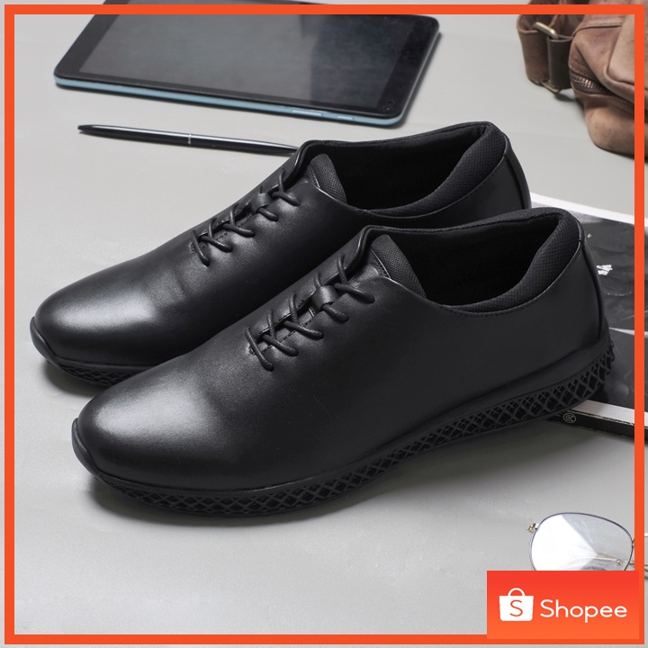 Amstrong (Kulit Asli) - Sepatu Pantofel Pria Kulit Asli Kerja Kantor Formal Casual Oxford Tali Hitam Pantopel Cowok Original