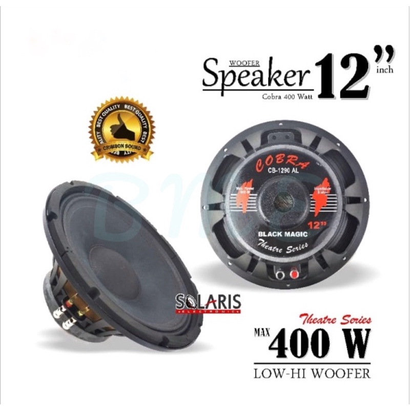 Speaker Component Cobra CB 1290 AL Woofer 12 inch Black Magic