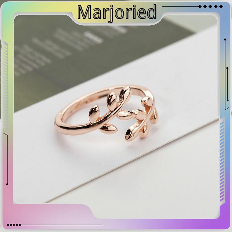 Cincin Charms Olive Tree Branch Leaves Open Ring Wedding Rings Adjustable Jewelry-MJD