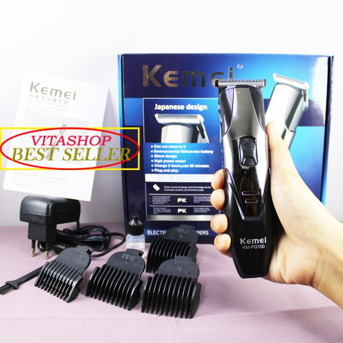 Alat Cukur Rambut Kemei KM-PG 100 Hair Clipper Mesin Potong Dan Pangkas Barbershop Cukuran Cas