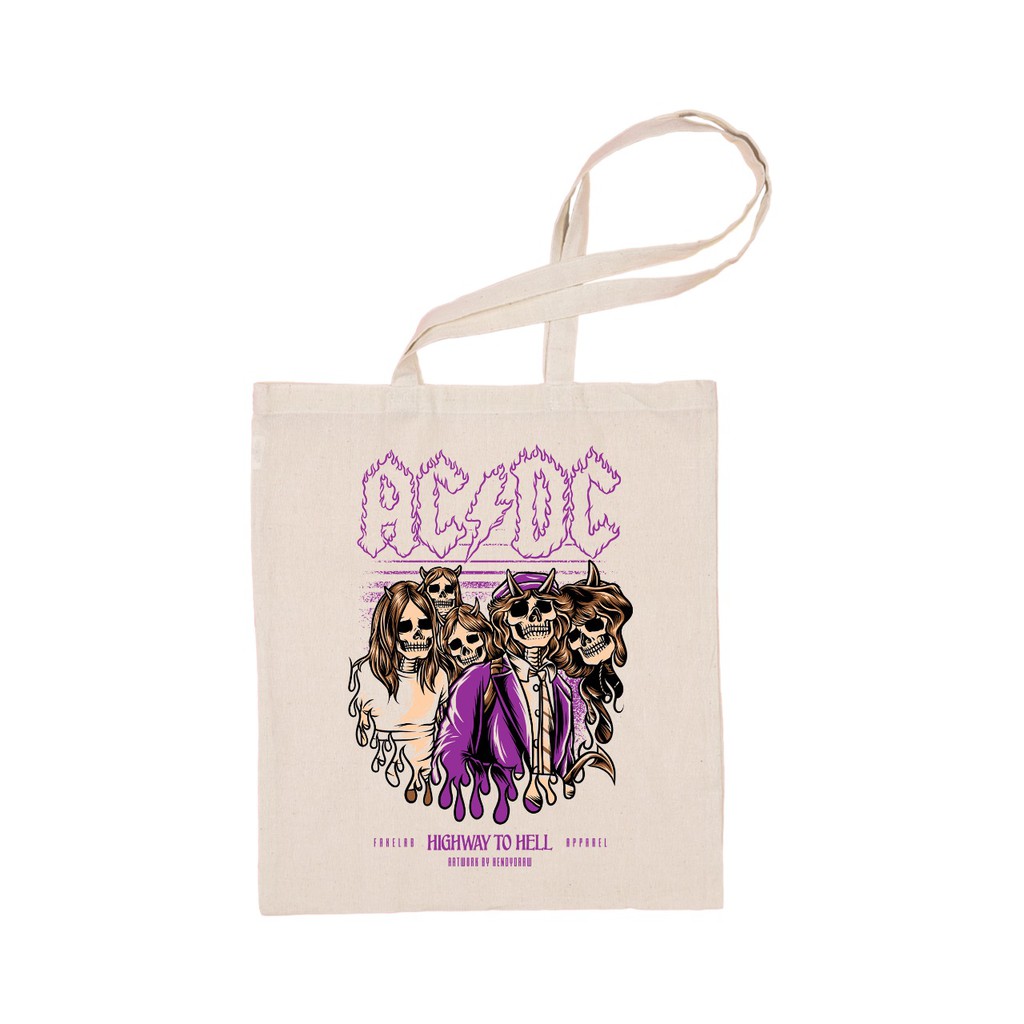 Fakelab Totebag Kanvas ACDC / Tas Tote Music / Musik Band