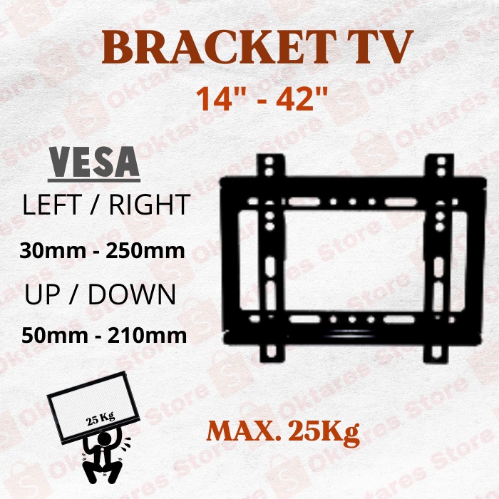 Bracket Tv 14 inch 19 24 29 inch 32 40 inch 42 inch - B27