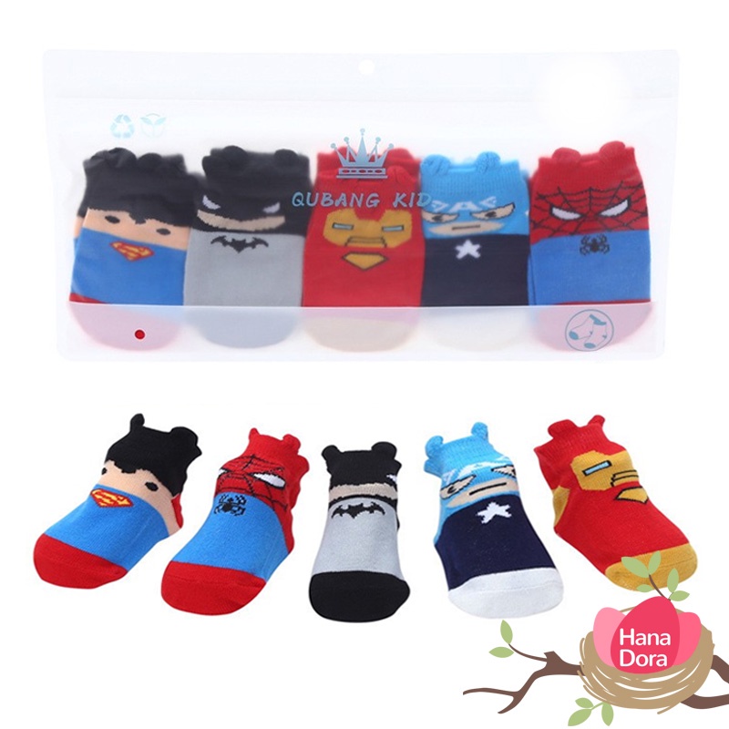 Kaos Kaki Super Hero Set 5pcs SC506 - Baby Kids Socks