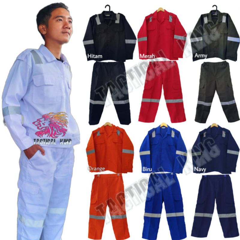 Setelan Wearpack Safety / 1 Set Kemeja Atasan dan Celana Safety / Seragam Proyek