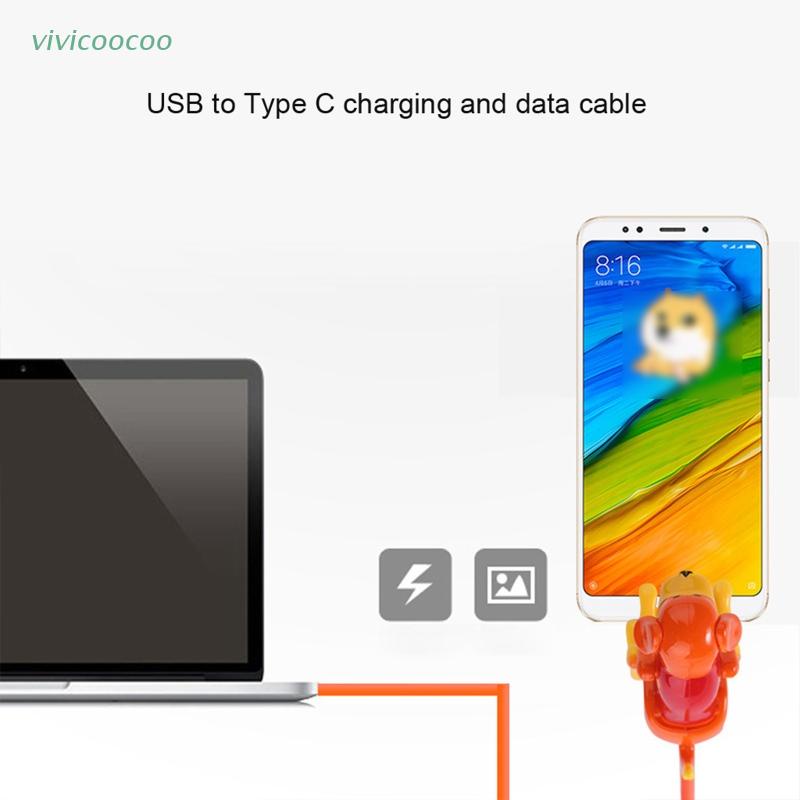 Vivi Kabel Charger Usb Tipe C Bentuk Anjing Dengan Saklar Sentuh Untuk Handphone / Tablet