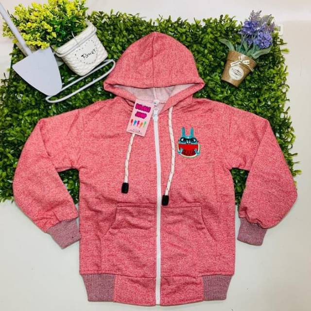 Jaket Hoodie Aplikasi Bordir anak perempuan usia 1-7tahun