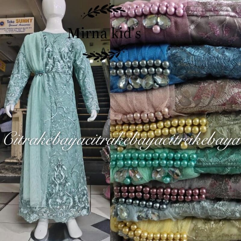 gamis anak tulle//dress anak/kebaya anak pesta//gamis lebaran