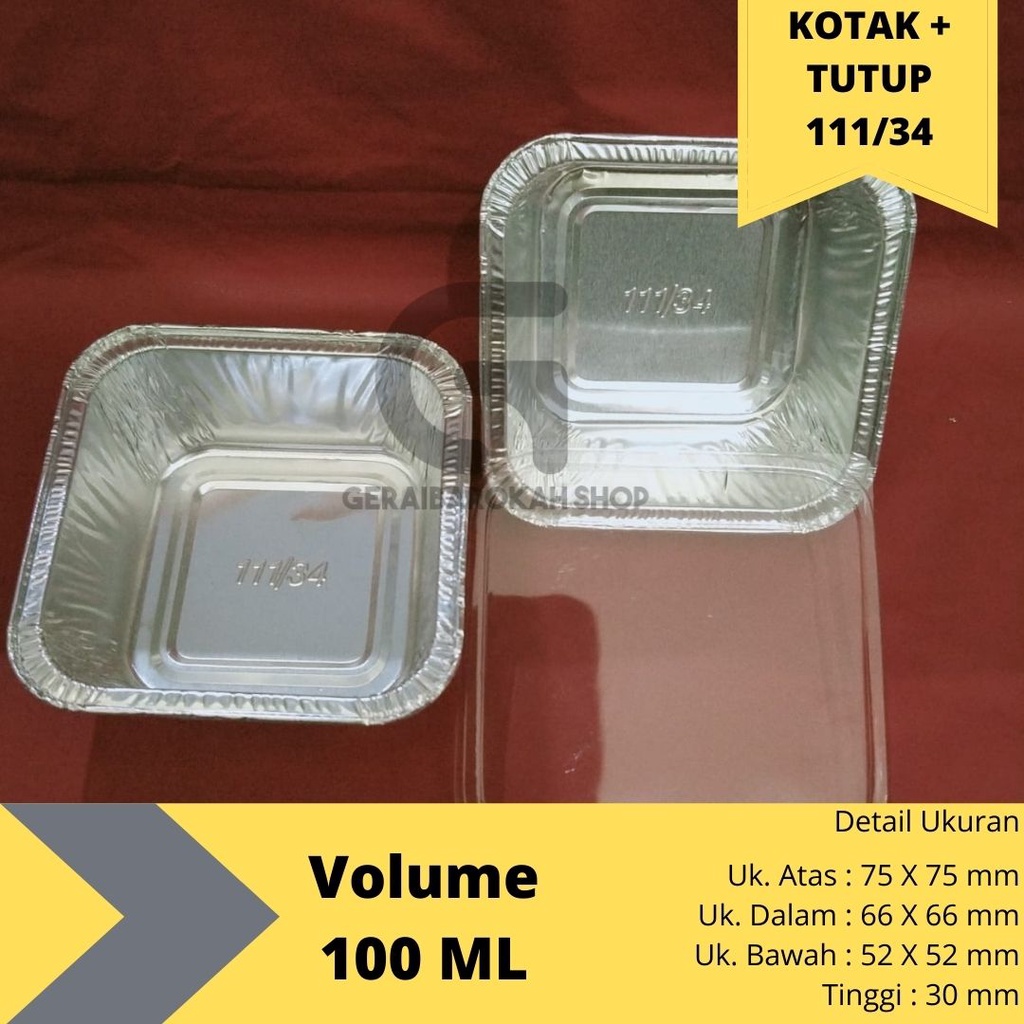Alumunium Foil Tray OX 100 + Tutup Kotak Kode 111/34 | Cup Aluminium Foil OX100 / K-95 Macaroni Scho