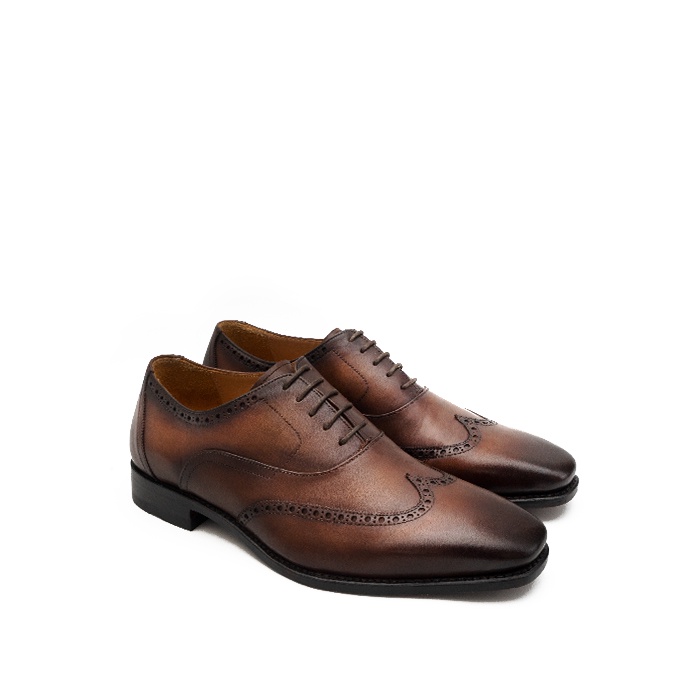 LEONARDO Sepatu Kulit Pria Oxford Derbies by Mario Minardi Warna Coklat