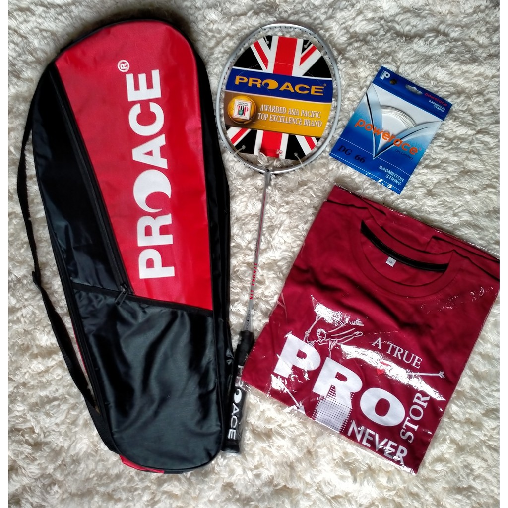 RAKET BADMINTON / BULUTANGKIS PROACE STROKE 318 + SENAR + KAOS