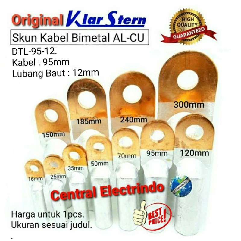 Skun Kabel Bimetal AL-CU DTL-1 95mm-M12 KlarStern High Quality.