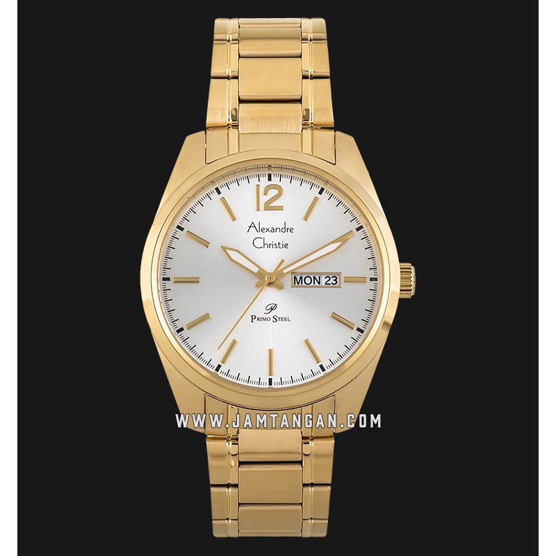 Alexandre Christie AC 1012 ME BGPSL Men Silver Dial Gold Stainless Steel Strap