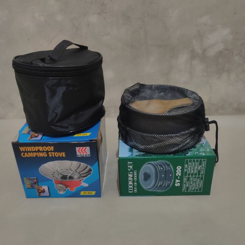 Paket Alat Masak Camping SY200 + Kompor Mawar Windproof