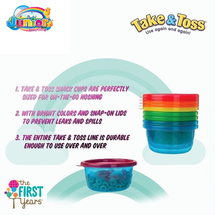 [ 6 PCS] The First Year Take &amp; Toss 4.5 oz / 133 ml Snack - Snack Cup with Lid