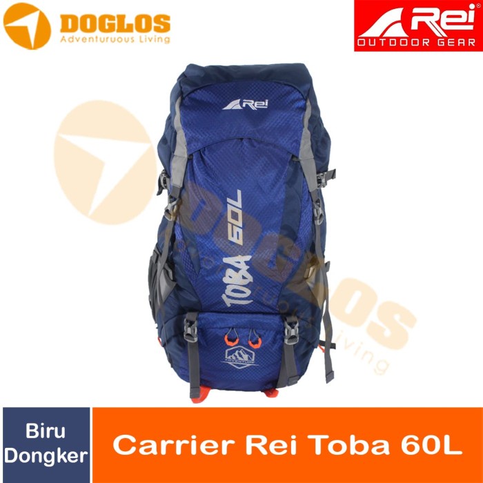 Tas Gunung Carrier Single frame 60L REI TOBA + Rain cover Navy