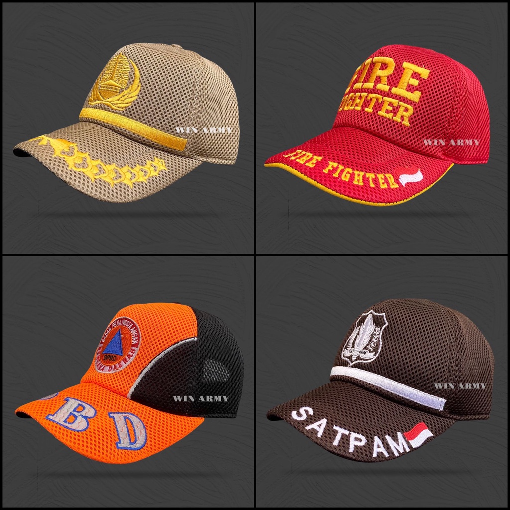Topi BPBD - Topi Satpam - Topi Security - Topi Doubel Mess Satpol PP - Topi Jaring Dobel Mess - Topi Dinas Topi Jaring PP Pemuda Pancasila - Topi Jala Bordir Logo - Topi Pramuka - Topi Pemadam - Topi Fire Fighter - Topi Linmas - Topi Kades
