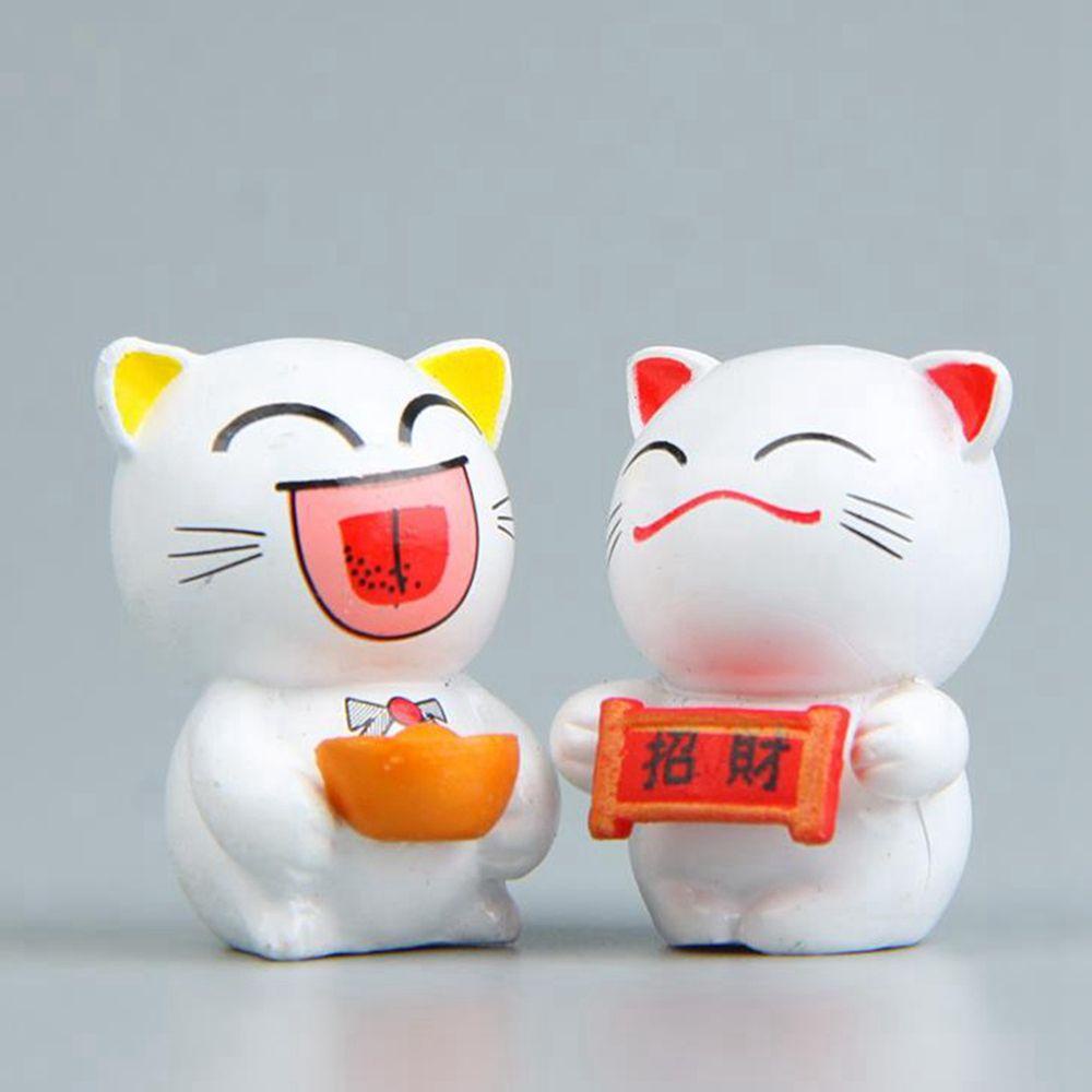 Agustina Patung Miniatur 6 Pcs Kawaii Hadiah Feng Shui Ornamen Mobil Anak Kucing Peri Dekorasi Taman